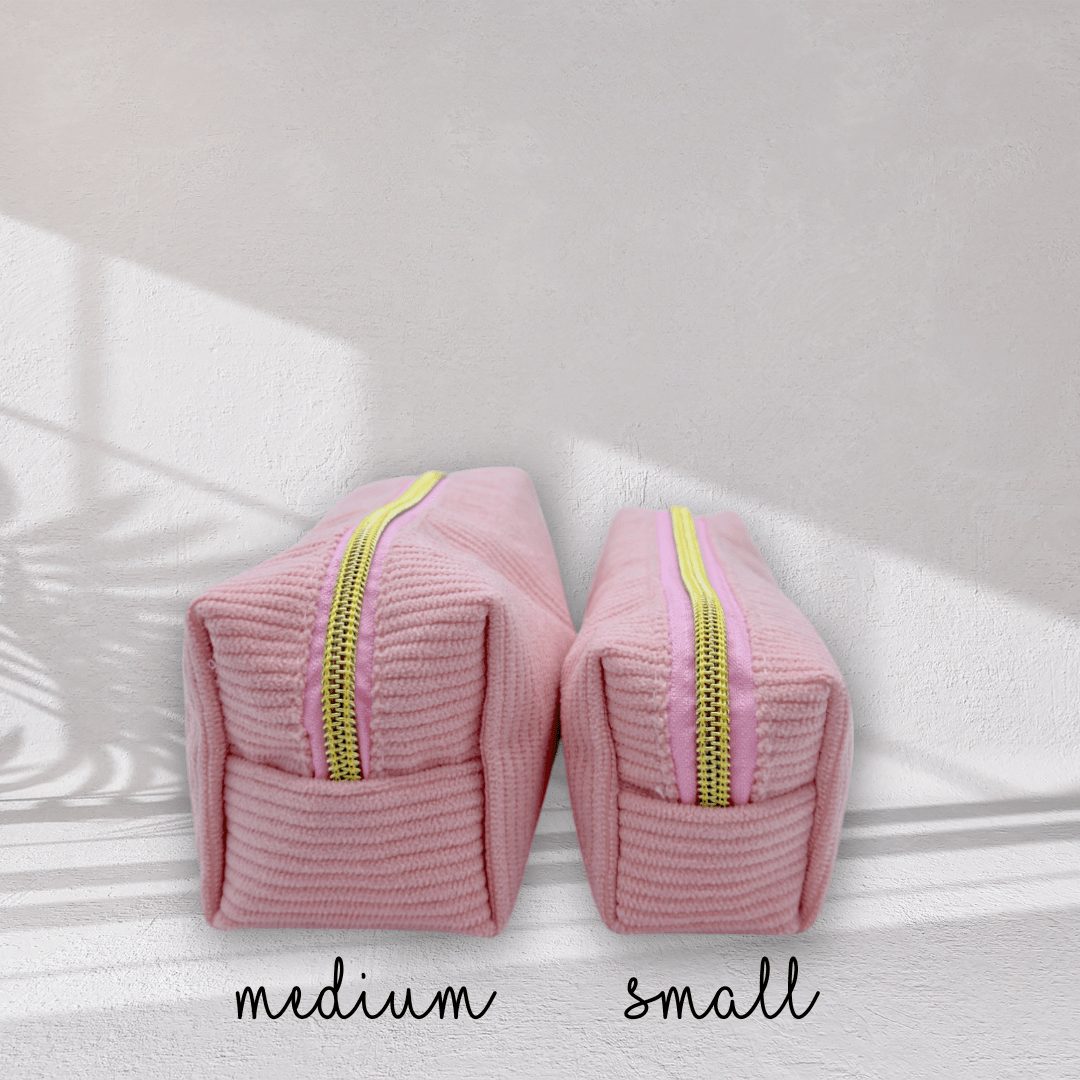 Chic pink velvet organiser case for pens, cosmetics, and personal items​