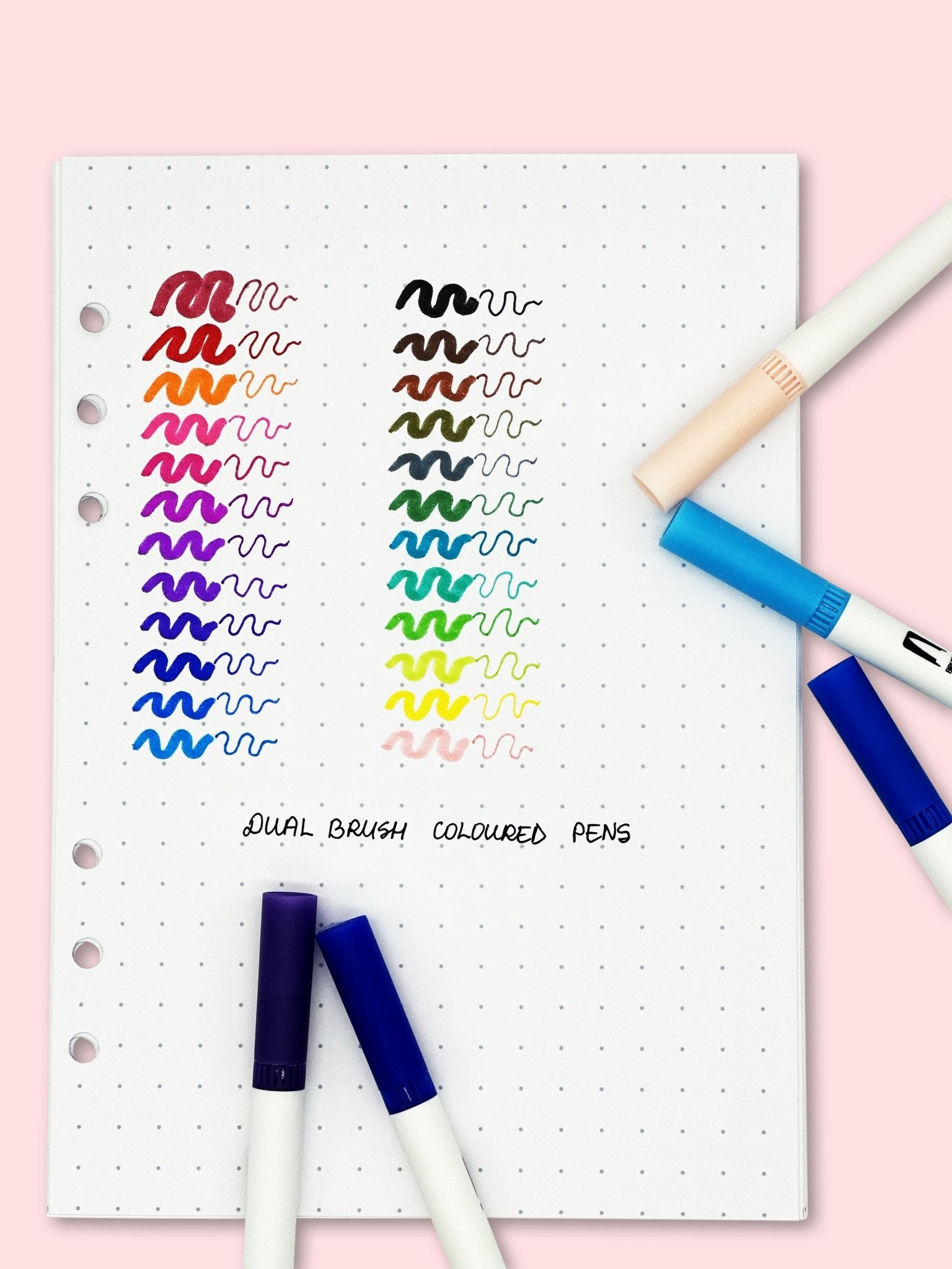 Colourful brush marker pens for hand lettering and doodling