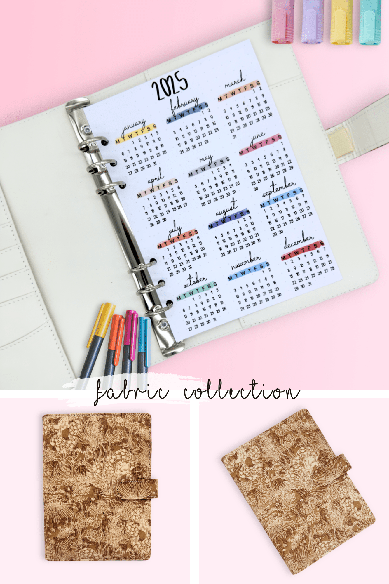 Cottagecore style planner cover with 6-ring binding and vintage charm