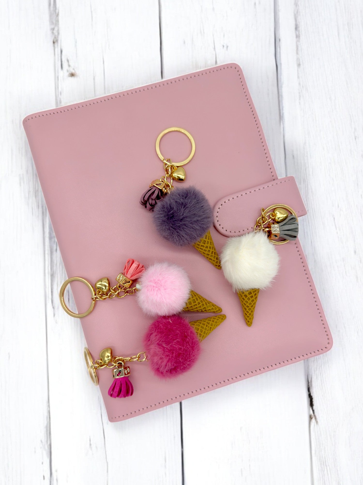 Cute journal keyring with heart and tassel