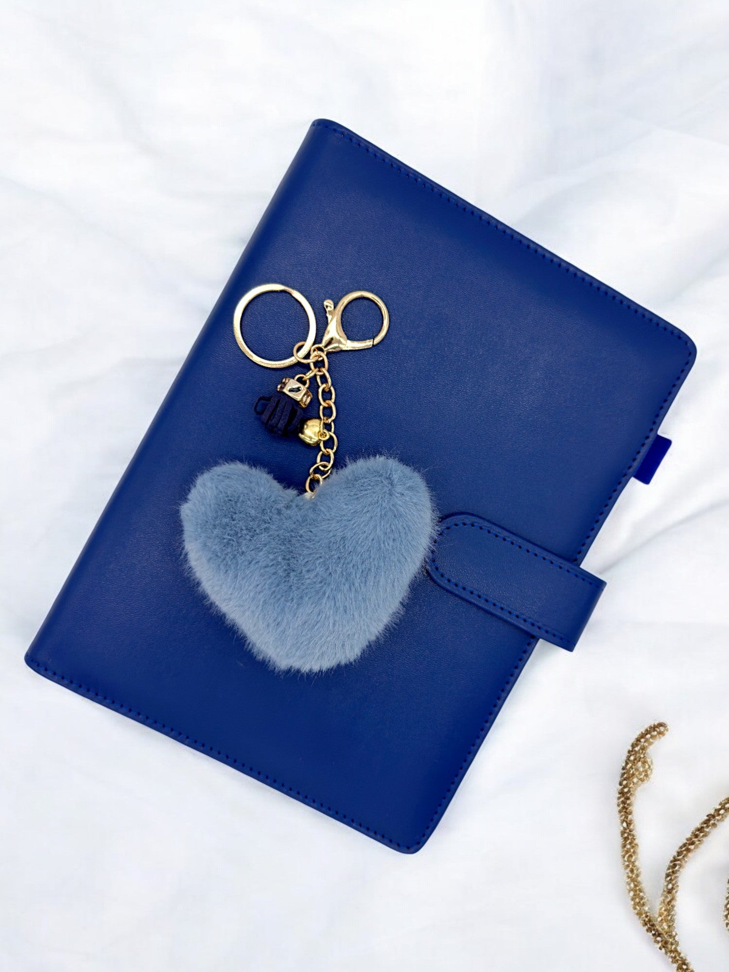 Cute pom pom bag charm with mini heart