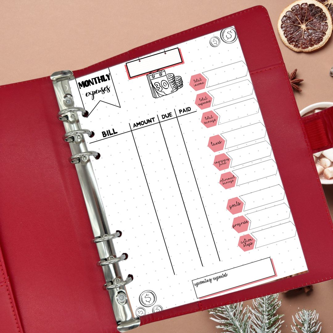 December 2025 budgeting page for financial organisation