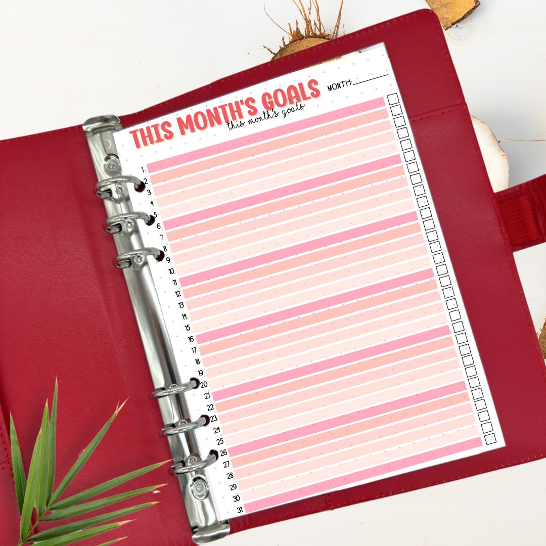 December 2025 goals tracker for wellness and productivity