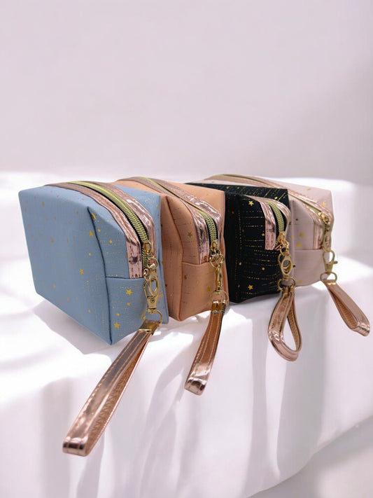 Different colours of pencil cases and make up bags for your stationery