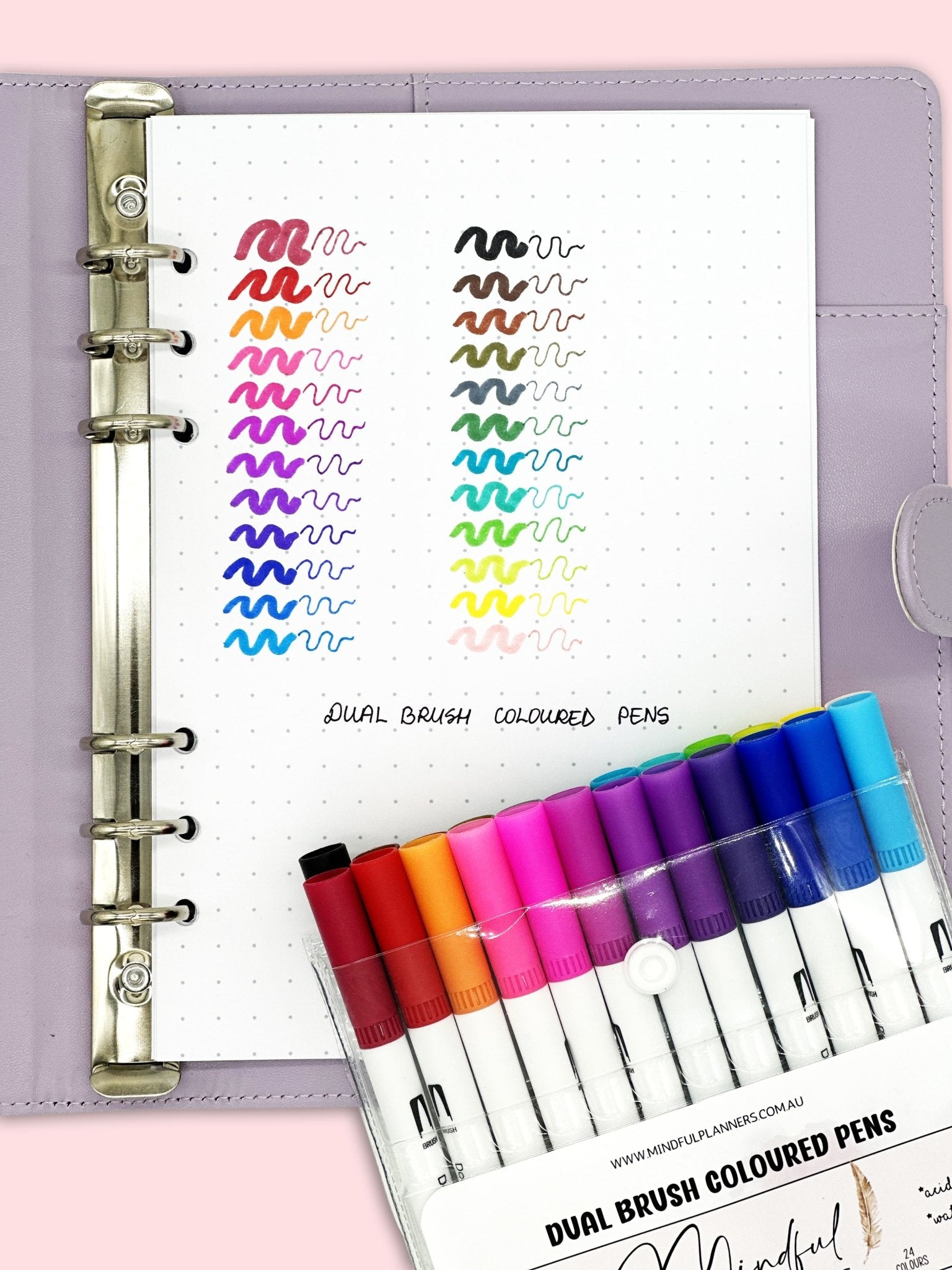 Dual end brush markers with flexible tips for calligraphy and journaling