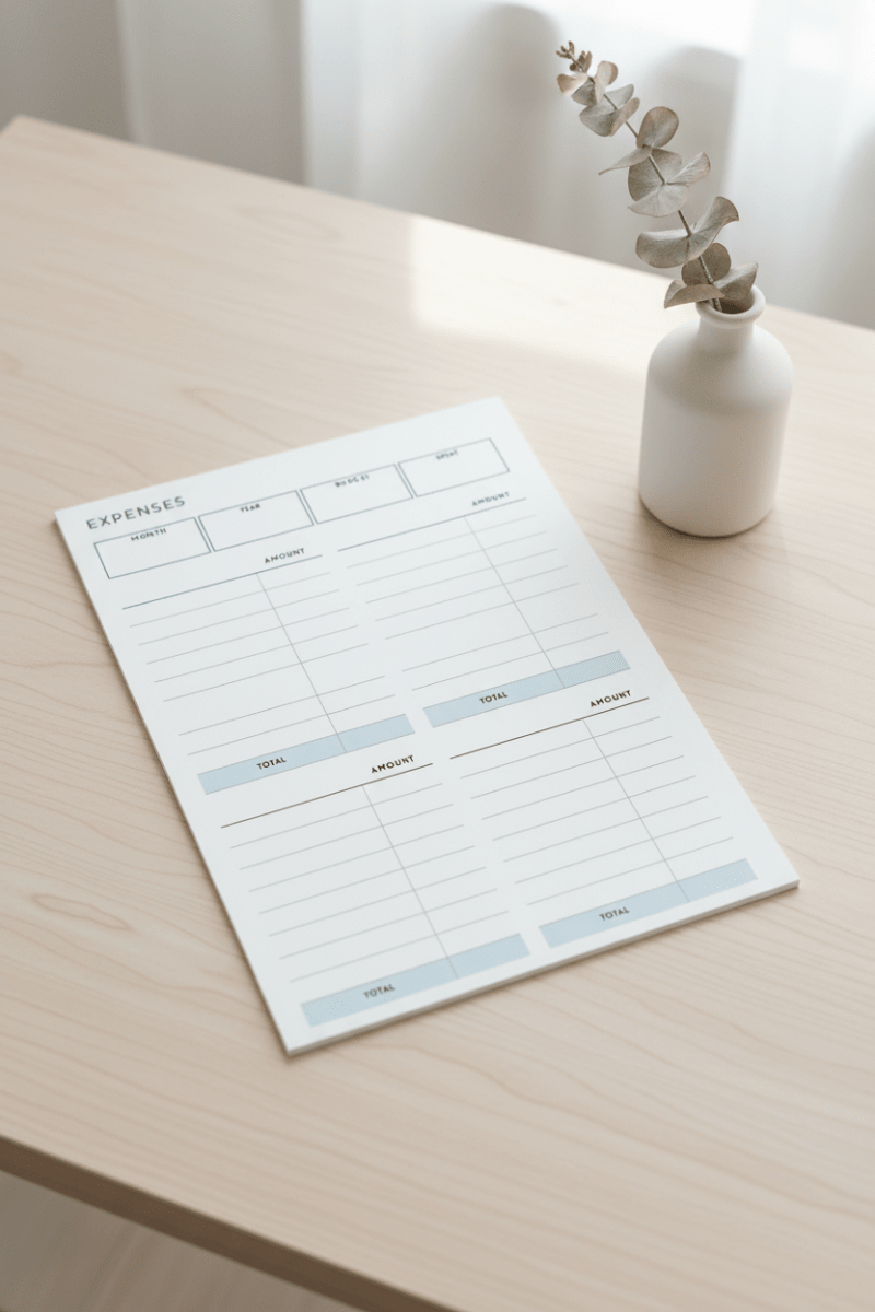 Expenses A5 journal page on floral flat lay — budget
planner A5 bundle by Mindful Planners