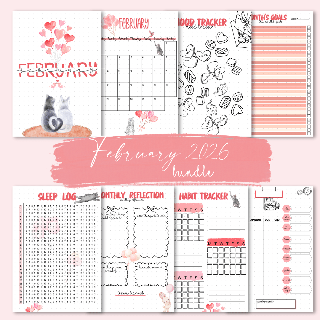 February 2026 monthly journaling pages for your bullet journal