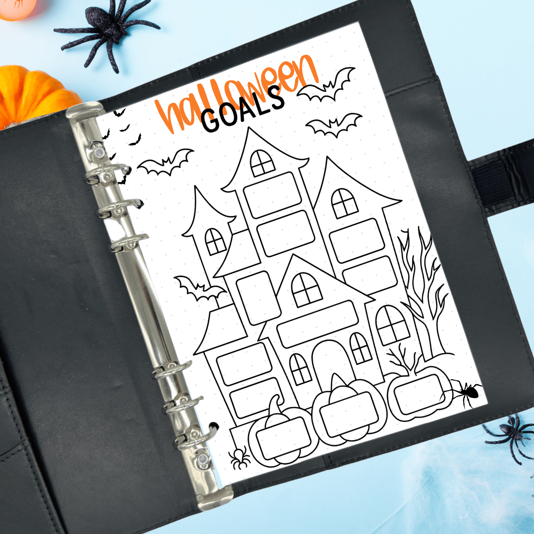 Festive October journal page designed for wellness planners and anxiety journals.