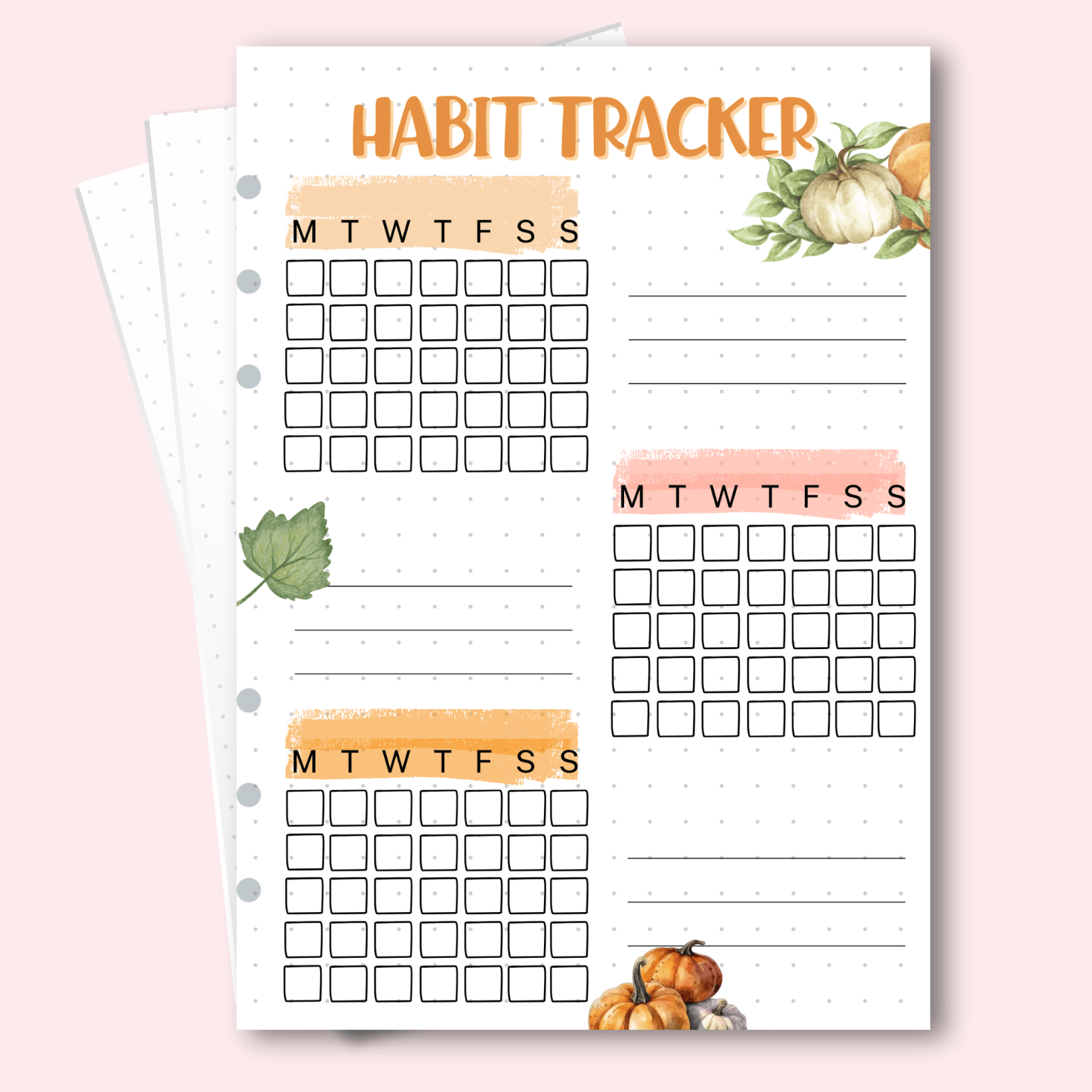 Festive October planner insert for habit tracking and organisation