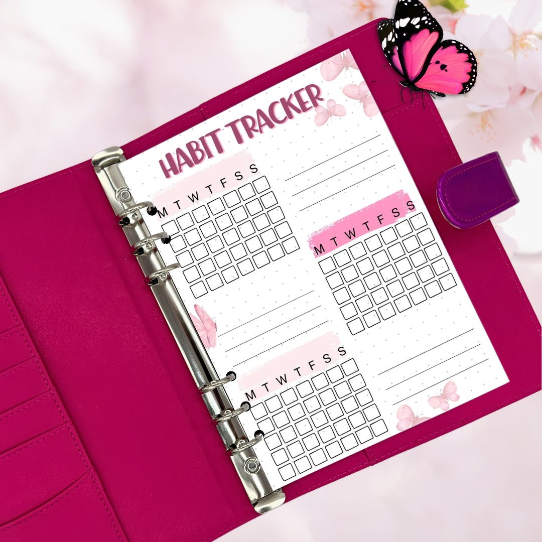Floral habit tracker planner page designed for ADHD and anxiety-friendly routines