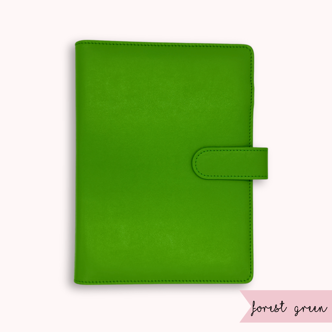 Forest green A5 bullet journal cover with 6-ring binder