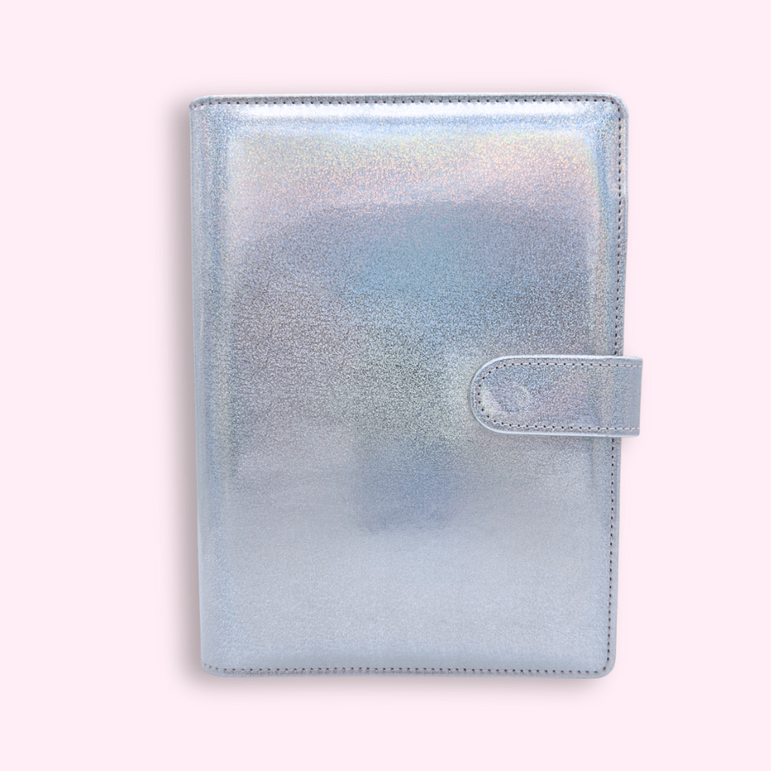 Glitter silver Customisable sparkling bullet journal cover with elegant, soothing finish