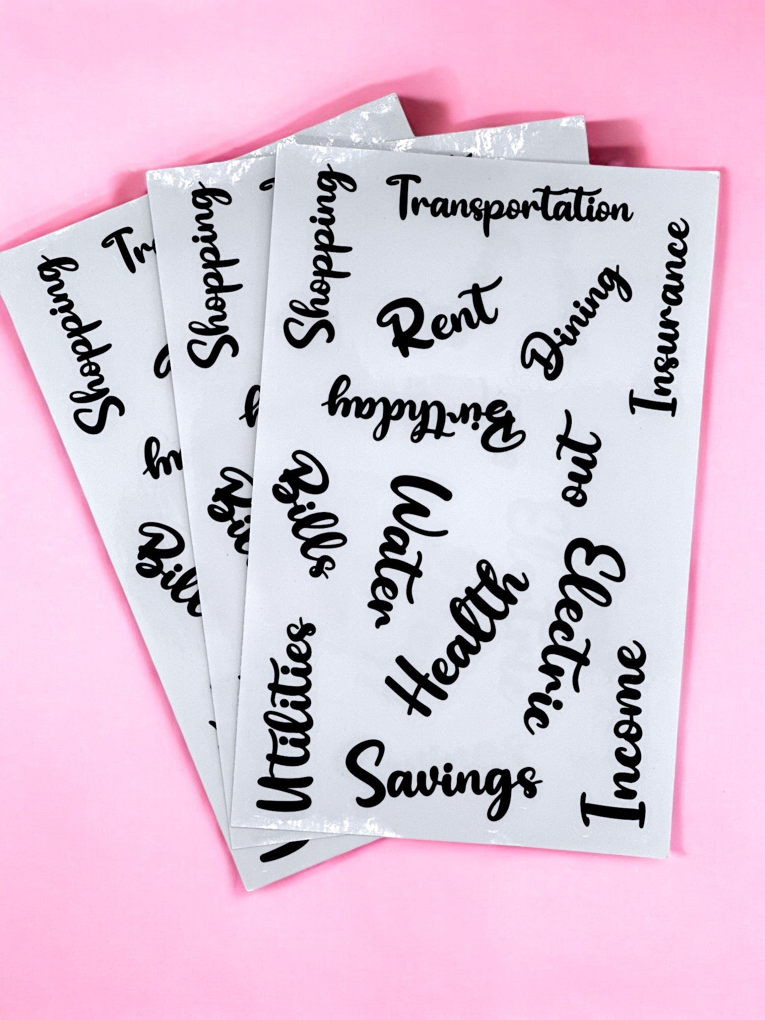 Glossy finish budget planner stickers in A5 size, ideal for tracking financial goals.​