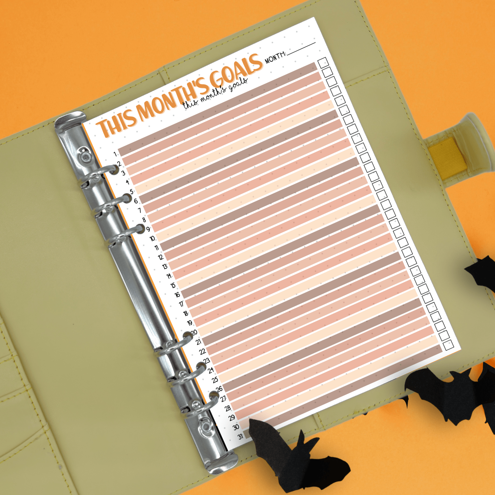 Goal-setting planner page designed for personalised planners.