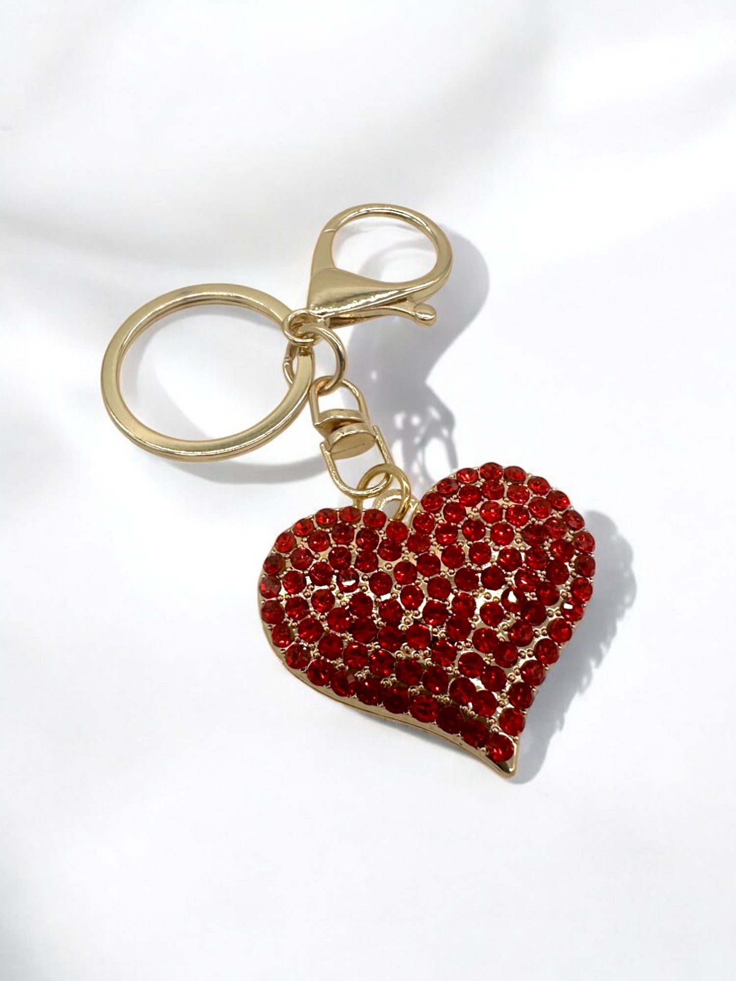 Gold and Red Rhinestone journal keychain for sparkle lovers