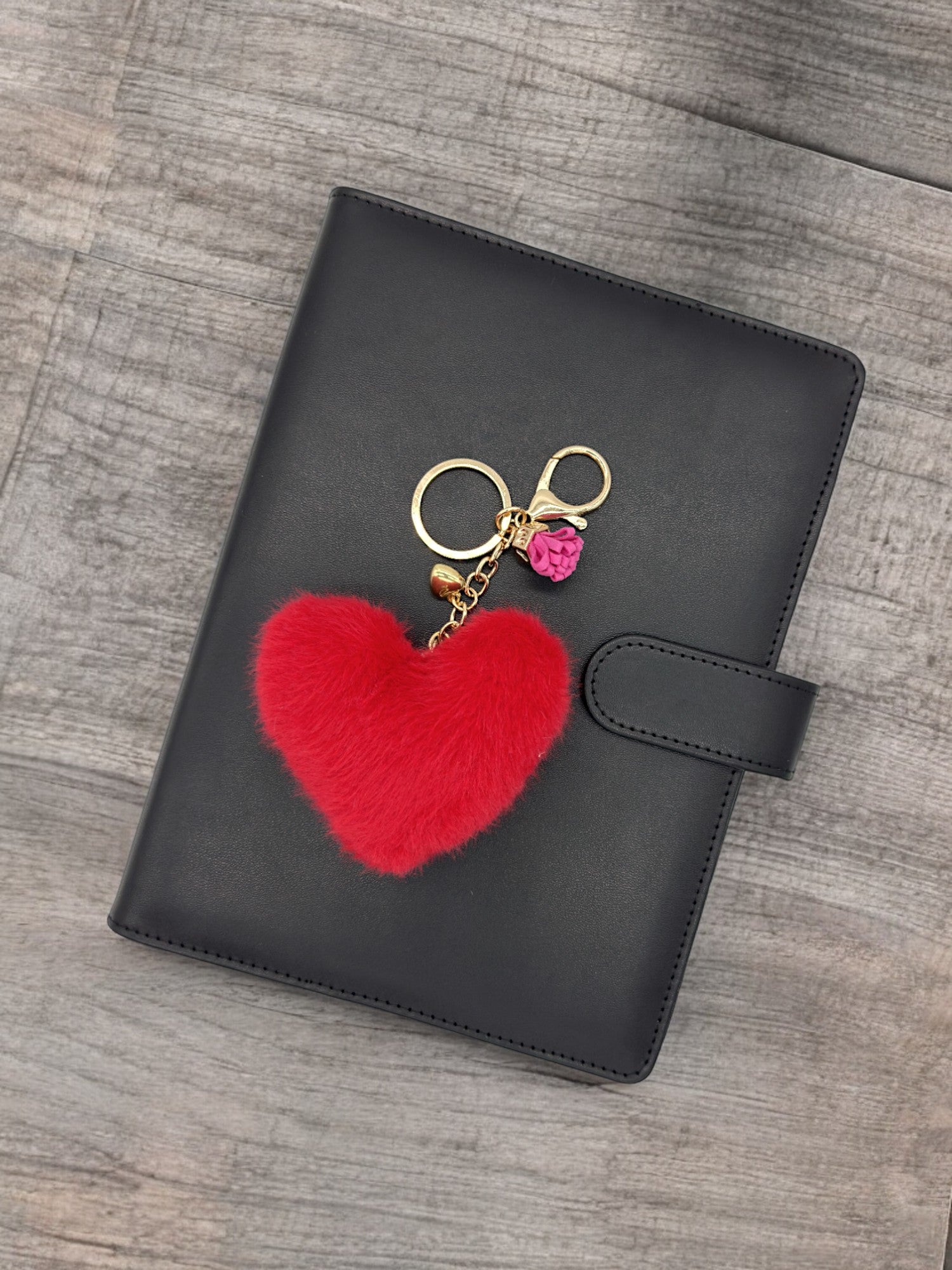 Gold clip fluffy keychain for bullet journal