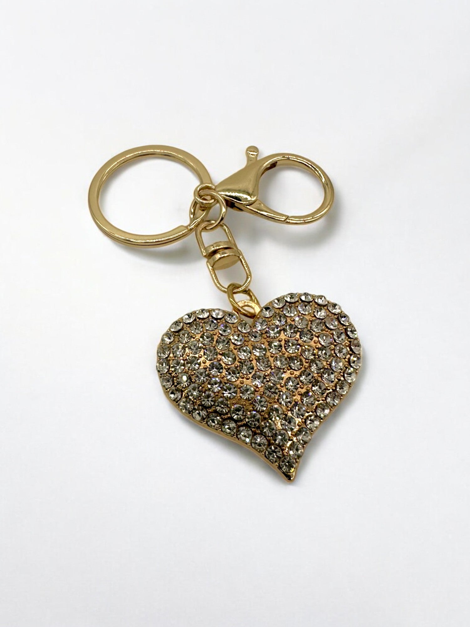 Gold rhinestone heart keychain for your gratitude journal