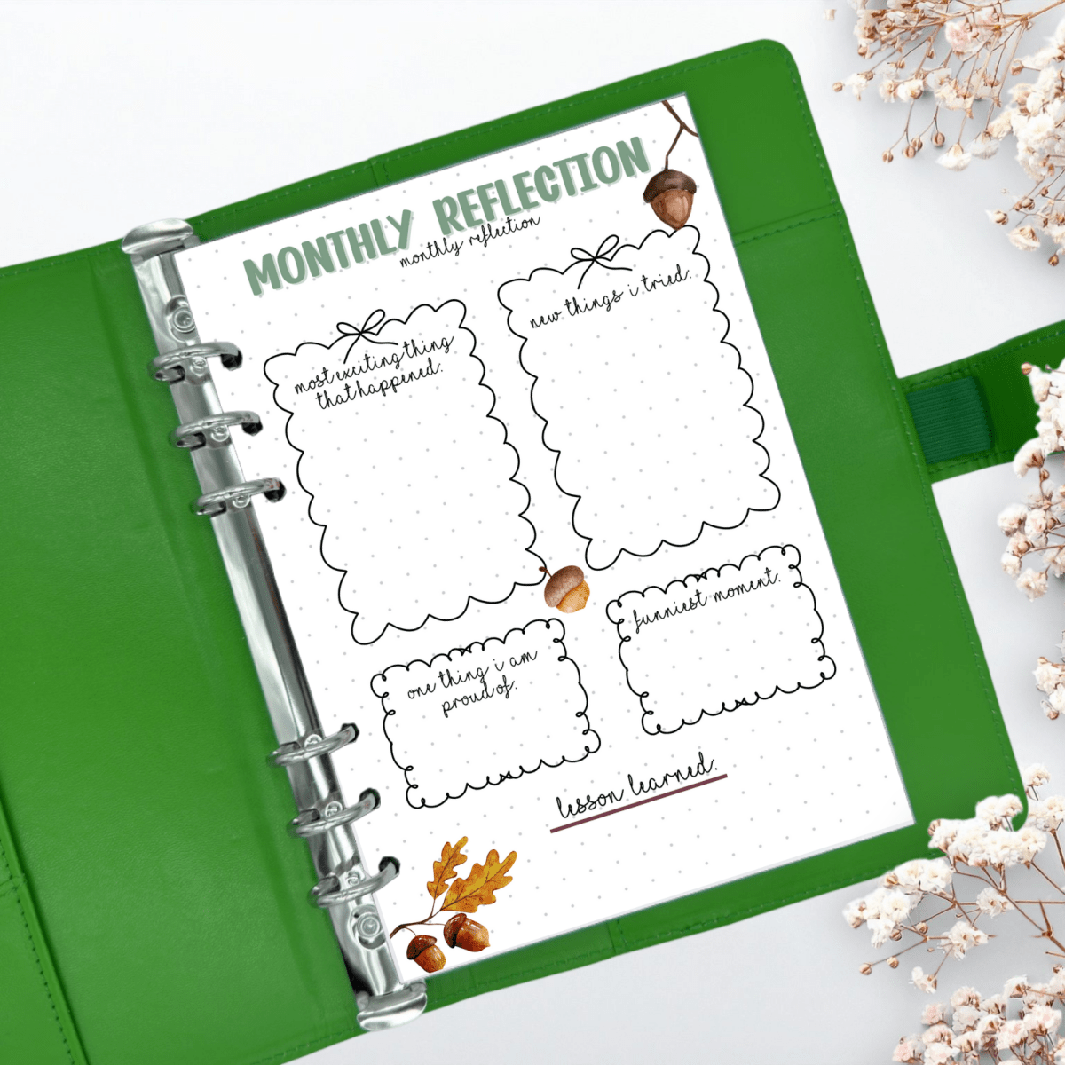 Guided reflection insert for A5 6-ring wellness planner