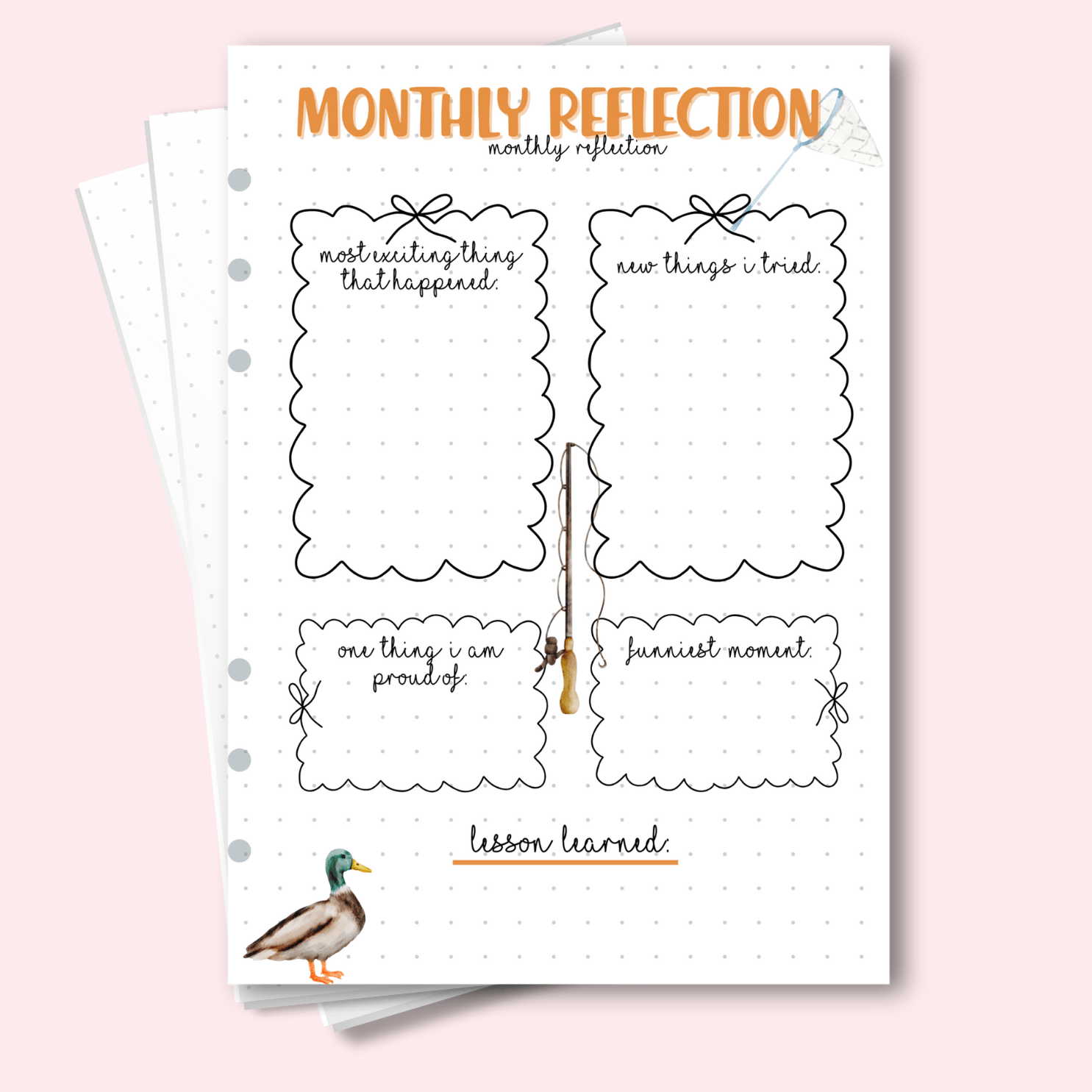 Guided reflection template for bullet journaling in August
