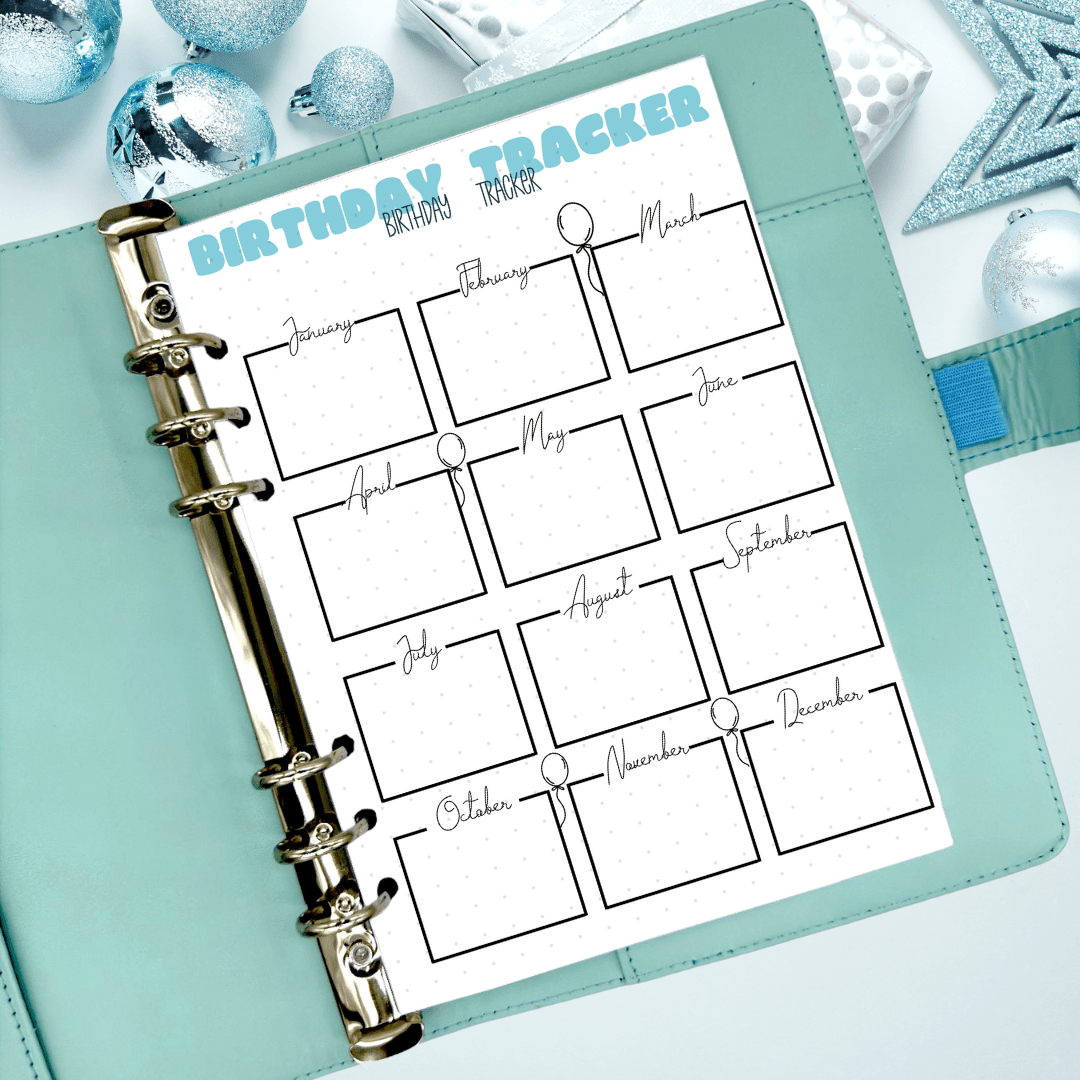 High-quality A5 birthday journal insert for 6-ring binders