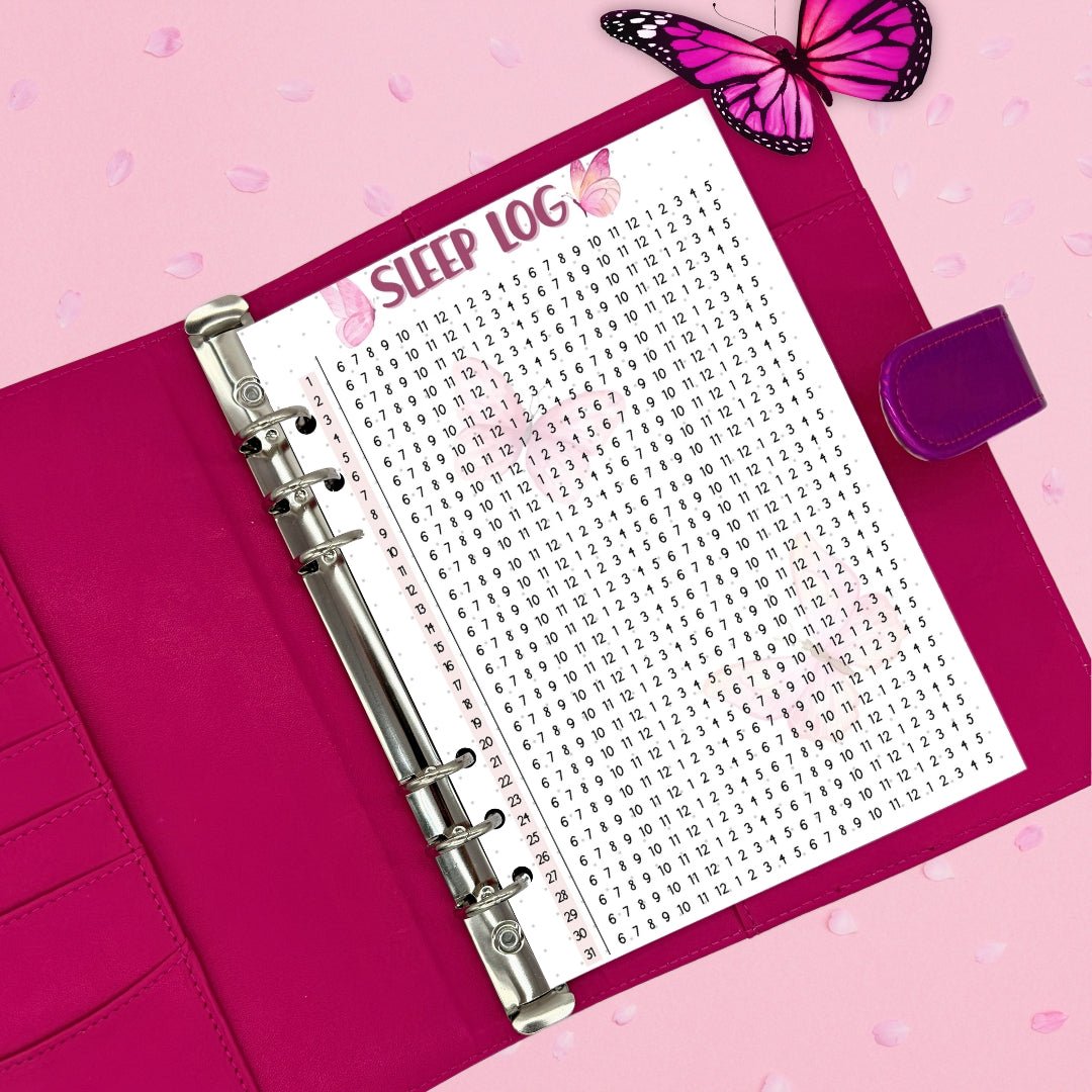 January 2026 sleep log printed on premium cardstock for A5 ring binders