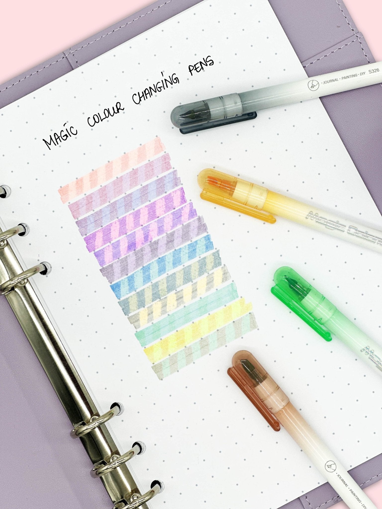 Magic colour changing pens in a bullet journal