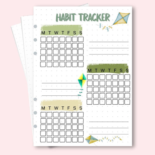 March 2026 habit tracker page A5 wellness planner insert