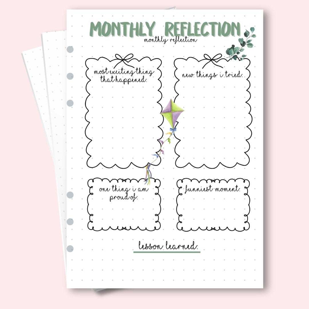 March 2026 monthly reflection planner page for wellness journals