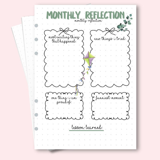 March 2026 monthly reflection planner page for wellness journals