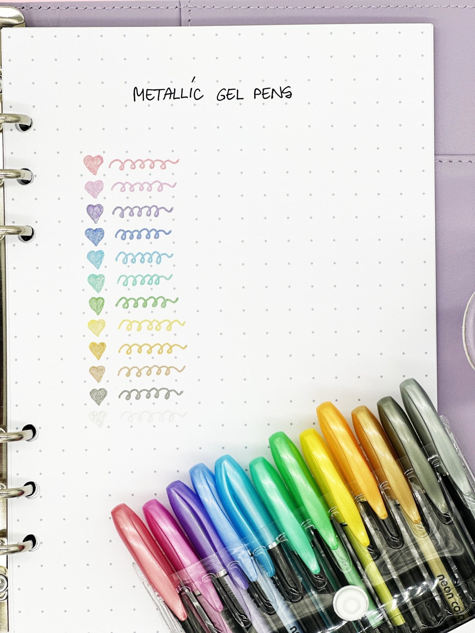 Metallic ink pens for creative journaling and planner decoration