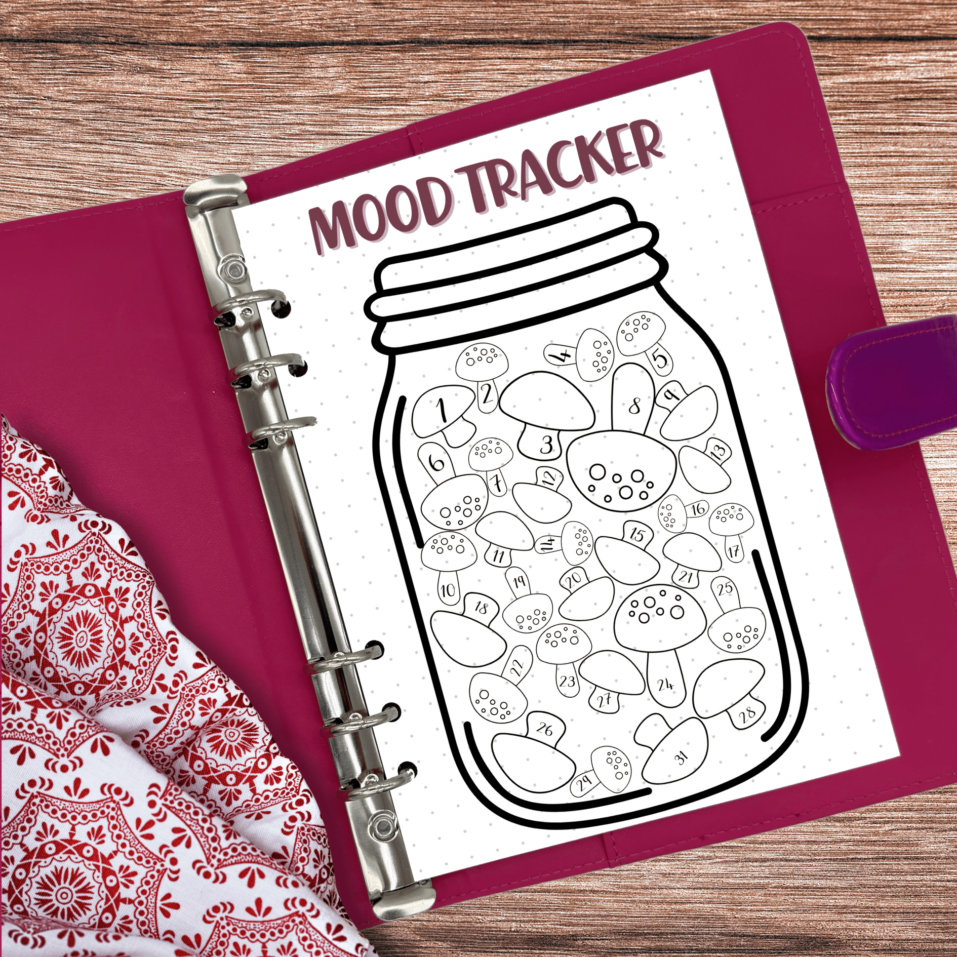 Mindful journaling mood tracker insert for A5 bullet journals.