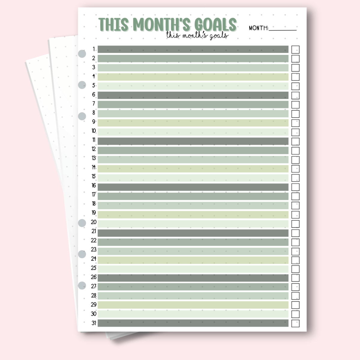 November goal tracker page for personalised planner
