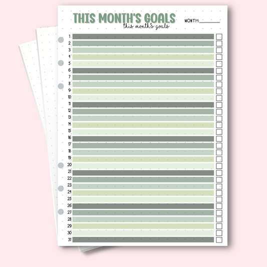 November goal tracker page for personalised planner