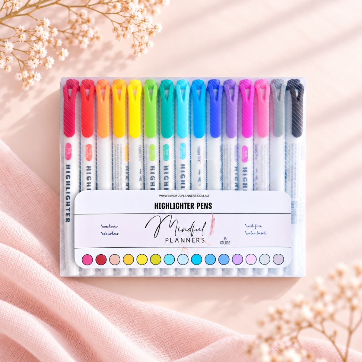 Pastel rainbow highlighter pens