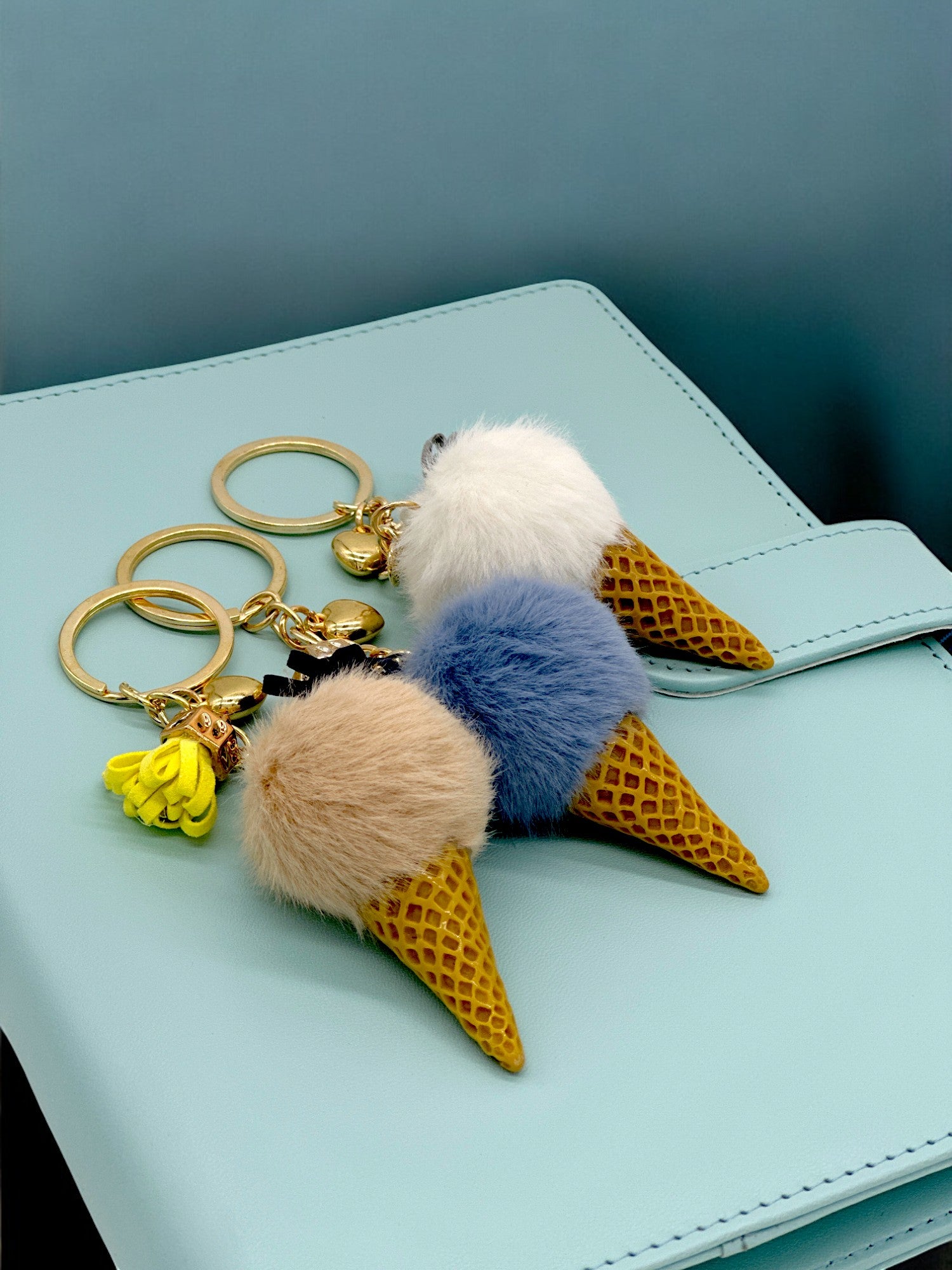 Pastel fluffy keychain for bags and pencil cases