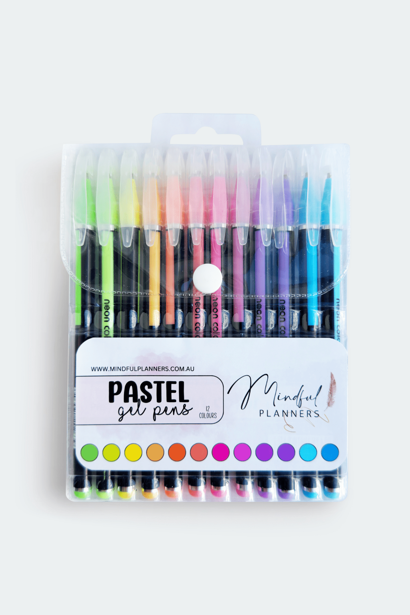 Pastel gel pens with smooth ink in a PVC pouch