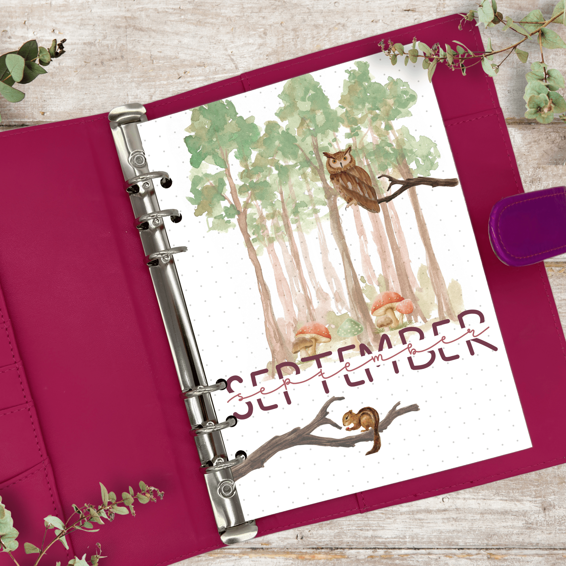 Personalised A5 cover page for 6-ring binders to start your monthly planner
