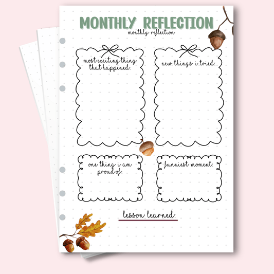 Personalised planner insert for gratitude and growth