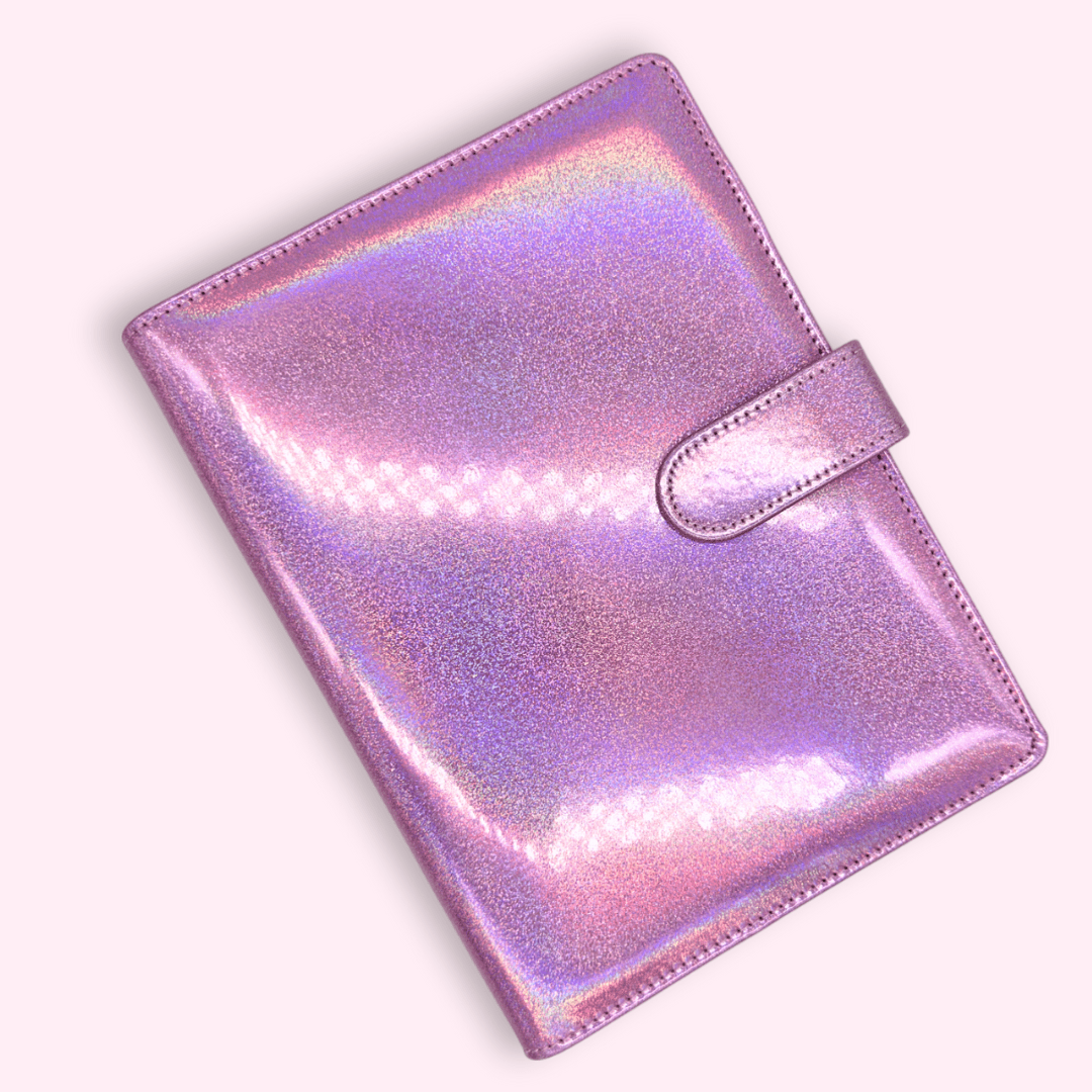 Pink Customisable sparkling bullet journal cover with elegant, soothing finish