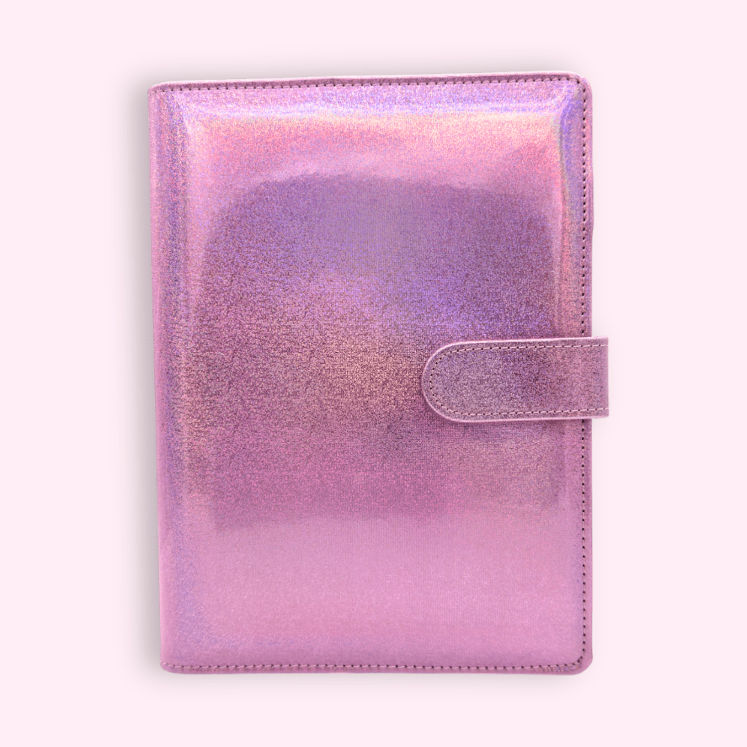 Pink glitter A5 bullet journal cover for 6 ring binder