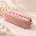 Pink velvet pencil case with gold zip, included in the Pen Lovers Bundle