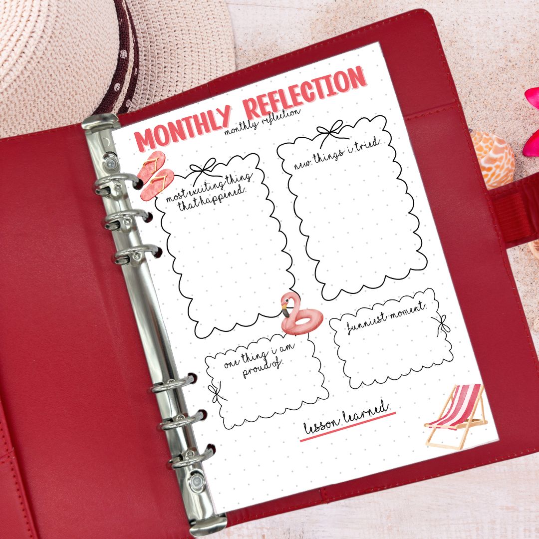 Planner page for self-care journaling and life lessons