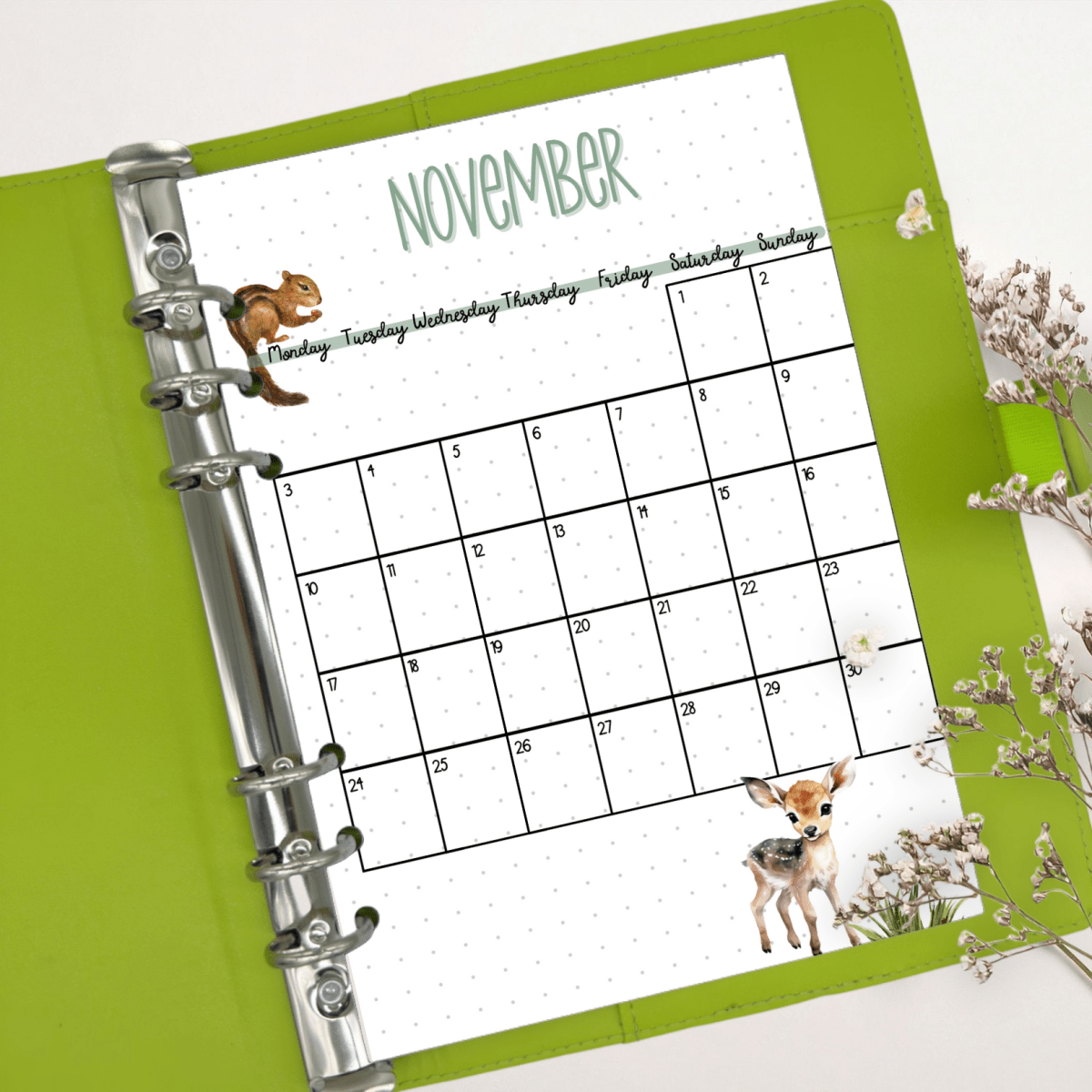 Premium cardstock A5 calendar sheet for organised scheduling