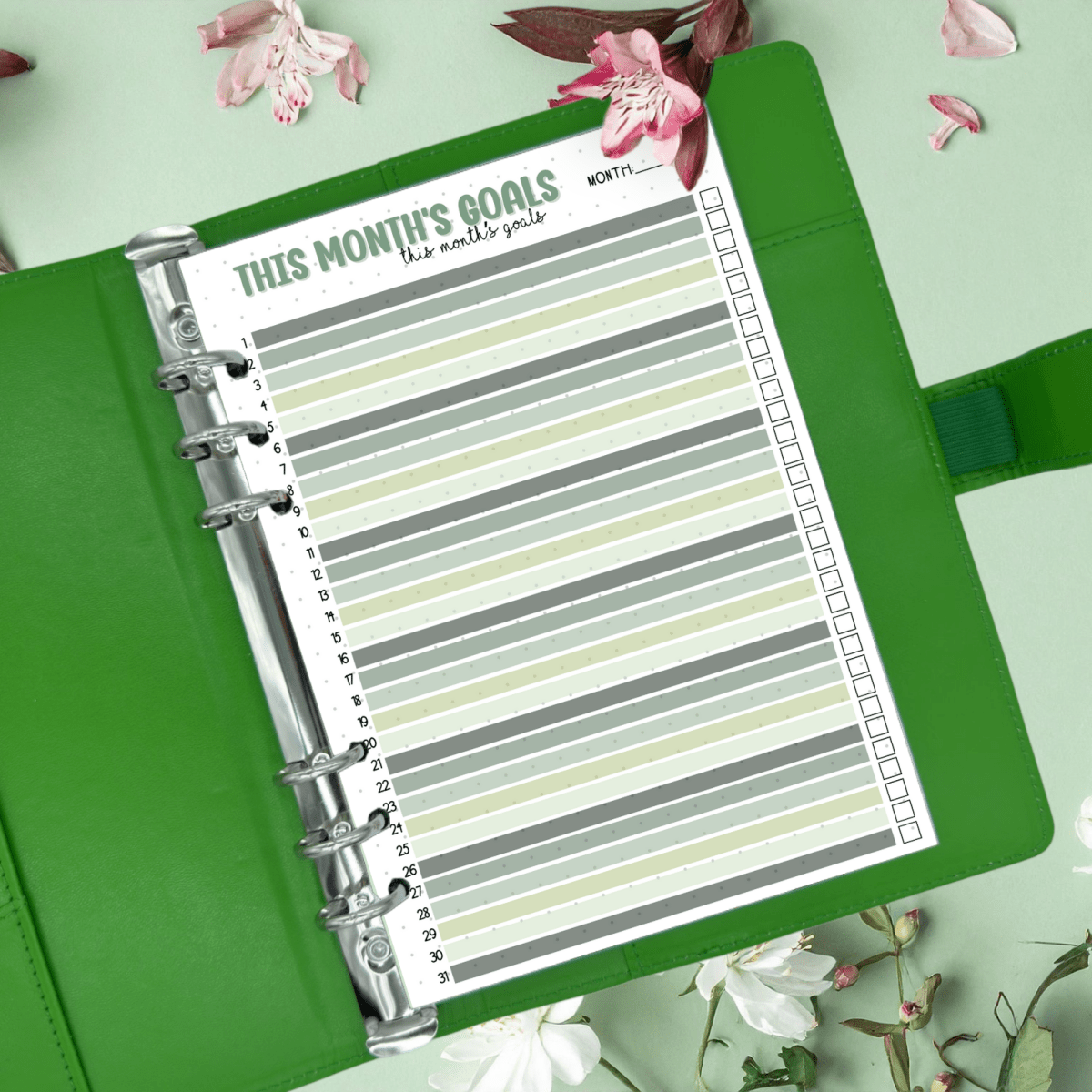 Productivity and mindfulness journal goals layout