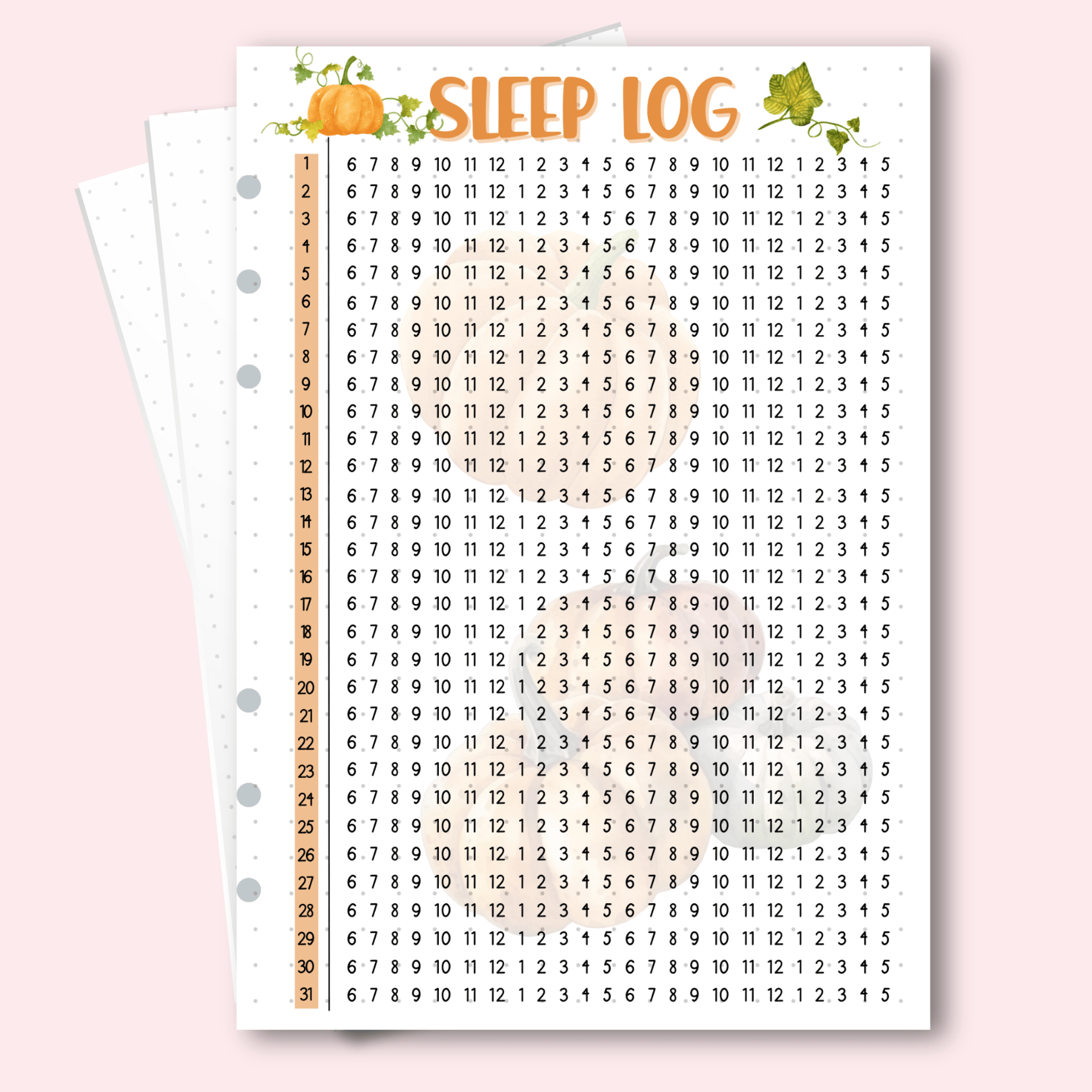 Pumpkin-themed October 2025 sleep log for journaling wellness