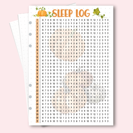 Pumpkin-themed October 2025 sleep log for journaling wellness