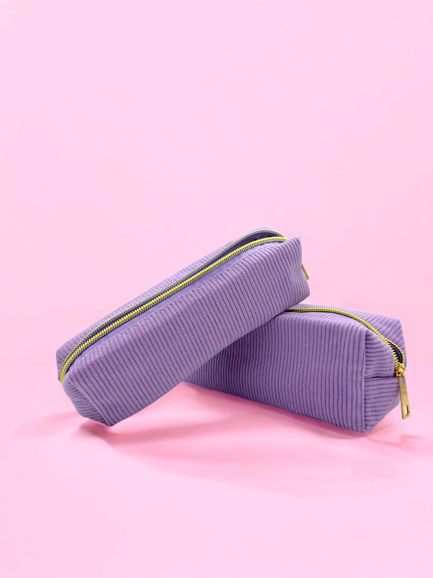 Purple Velvet pencil case with waterproof interior and golden zipper in small size​
