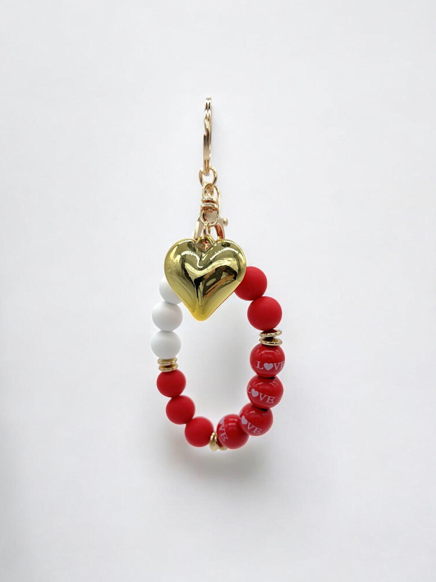 Red love keychain with stretchy bracelet