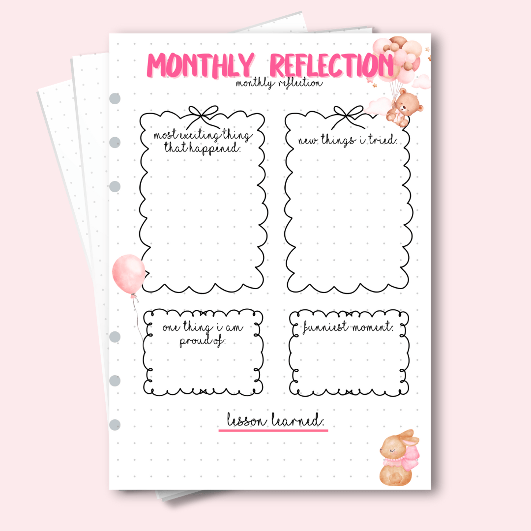 Reflect on your wins and lessons with this A5 July Monthly Reflection Page. A wellness journal page.