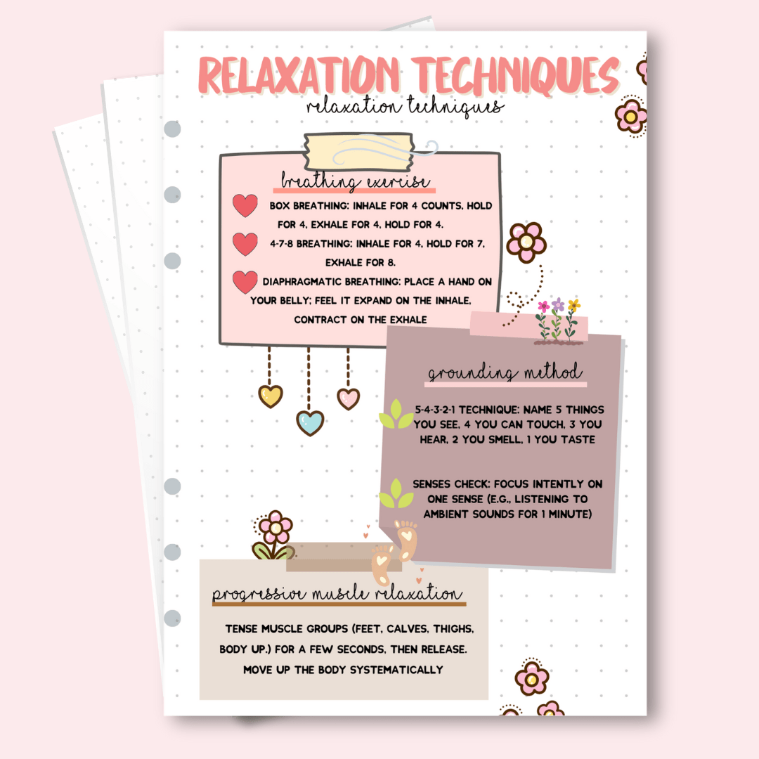 Relaxation techniques such as grounding method and breathing exercise
